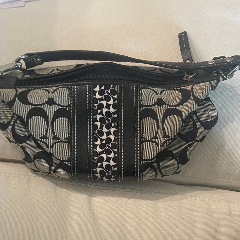 Coach Black and Gray Signature mini Bag